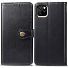 For iPhone 11 Pro Retro Solid Color Leather Buckle Mobile Phone Protection Leather Casewith Photo Frame & Card Slot & Wallet & Bracket Function (Black) - 1