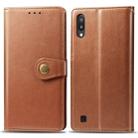 Retro Solid Color Leather Buckle Mobile Phone Protection Leather Case with Photo Frame & Card Slot & Wallet & Bracket Function for Galaxy M10(Brown) - 1