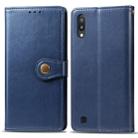 Retro Solid Color Leather Buckle Mobile Phone Protection Leather Case with Photo Frame & Card Slot & Wallet & Bracket Function for Galaxy M10(Blue) - 1