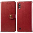 Retro Solid Color Leather Buckle Mobile Phone Protection Leather Case with Photo Frame & Card Slot & Wallet & Bracket Function for Galaxy M10(Red) - 1
