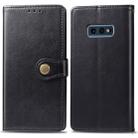 Retro Solid Color Leather Buckle Mobile Phone Protection Leather Case with Photo Frame & Card Slot & Wallet & Bracket Function for Galaxy S10e(Black) - 1