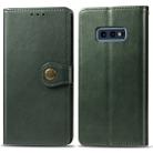 Retro Solid Color Leather Buckle Mobile Phone Protection Leather Case with Photo Frame & Card Slot & Wallet & Bracket Function for Galaxy S10e(Green) - 1