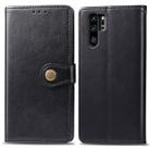 Retro Solid Color Leather Buckle Mobile Phone Protection Leather Case with Photo Frame & Card Slot & Wallet & Bracket Function for Huawei P30 Pro(Black) - 1