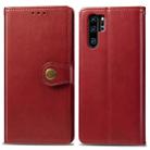 Retro Solid Color Leather Buckle Mobile Phone Protection Leather Case with Photo Frame & Card Slot & Wallet & Bracket Function for Huawei P30 Pro(Red) - 1