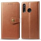Retro Solid Color Leather Buckle Mobile Phone Protection Leather Case with Photo Frame & Card Slot & Wallet & Bracket Function for Huawei P30 Lite / Nove 4e(Brown) - 1