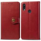 Retro Solid Color Leather Buckle Mobile Phone Protection Leather Case with Photo Frame & Card Slot & Wallet & Bracket Function for Xiaomi Redmi NOTE 7(Red) - 1