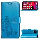 For iPhone 11 Pro Max Four-leaf Clasp Embossed Buckle Mobile Phone Protection Leather Case with Lanyard & Card Slot & Wallet & Bracket Function (Blue) - 7