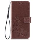 For iPhone 11 Pro Four-leaf Clasp Embossed Buckle Mobile Phone Protection Leather Casewith Lanyard & Card Slot & Wallet & Bracket Function (Brown) - 1