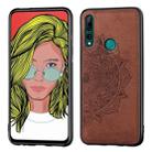 Embossed Mandala pattern PC + TPU + Fabric Phone Case for Huawei Y9 Prime (2019)  /  P Smart Z,with Lanyard & Magnetic(Brown) - 1