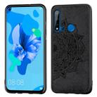 Embossed Mandala pattern PC + TPU + Fabric Phone Case for Huawei P20 Lite (2019) / Nova 5i,with Lanyard & Magnetic(Black) - 1