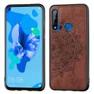 Embossed Mandala pattern PC + TPU + Fabric Phone Case for Huawei P20 Lite (2019) / Nova 5i,with Lanyard & Magnetic(Brown) - 1