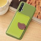 Litchi Pattern Card Bag Wallet Bracket + TPU Phone Case with Card Slot Wallet Bracket Function For Huawei Honor 20(Green) - 1