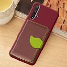 Litchi Pattern Card Bag Wallet Bracket + TPU Phone Case with Card Slot Wallet Bracket Function For Huawei Honor 20(Brown) - 1