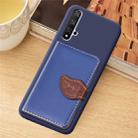 Litchi Pattern Card Bag Wallet Bracket + TPU Phone Case with Card Slot Wallet Bracket Function For Huawei Honor 20(Blue) - 1