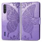 Butterfly Love Flowers Embossing Horizontal Flip Leather Case For Xiaomi CC9 with Holder & Card Slots & Wallet & Lanyard(Light purple) - 1