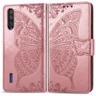 Butterfly Love Flowers Embossing Horizontal Flip Leather Case For Xiaomi CC9 with Holder & Card Slots & Wallet & Lanyard(Rose gold) - 1