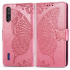 Butterfly Love Flowers Embossing Horizontal Flip Leather Case For Xiaomi CC9 with Holder & Card Slots & Wallet & Lanyard(Pink) - 1