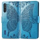 Butterfly Love Flowers Embossing Horizontal Flip Leather Case For Xiaomi Mi CC9e  with Holder & Card Slots & Wallet & Lanyard(Blue) - 1