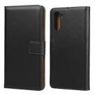 Leather Horizontal Flip Holster for Galaxy Note10 with Magnetic Clasp and Bracket and Card Slot and Wallet(Black) - 1