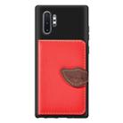 Leaf Buckle Litchi Texture Card Holder PU + TPU Case with Card Slot & Wallet & Holder & Photo Frame for Galaxy Note 10+(Red) - 1