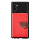 Leaf Buckle Litchi Texture Card Holder PU + TPU Case with Card Slot & Wallet & Holder & Photo Frame for Galaxy Note10(Red) - 1