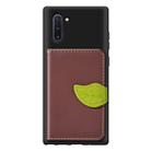 Leaf Buckle Litchi Texture Card Holder PU + TPU Case with Card Slot & Wallet & Holder & Photo Frame for Galaxy Note10(Brown) - 1