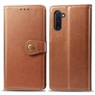 Retro Solid Color Leather Buckle Mobile Phone Protection Leather Case with Photo Frame & Card Slot & Wallet & Bracket Function for Galaxy Note 10(Brown) - 1