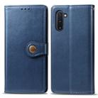 Retro Solid Color Leather Buckle Mobile Phone Protection Leather Case with Photo Frame & Card Slot & Wallet & Bracket Function for Galaxy Note 10(Blue) - 1