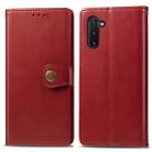 Retro Solid Color Leather Buckle Mobile Phone Protection Leather Case with Photo Frame & Card Slot & Wallet & Bracket Function for Galaxy Note 10(Red) - 1