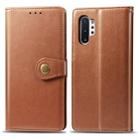 Retro Solid Color Leather Buckle Mobile Phone Protection Leather Case with Photo Frame & Card Slot & Wallet & Bracket Function for Galaxy Note10+(Brown) - 1