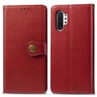 Retro Solid Color Leather Buckle Mobile Phone Protection Leather Case with Photo Frame & Card Slot & Wallet & Bracket Function for Galaxy Note10+(Red) - 1
