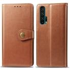 Retro Solid Color Leather Buckle Mobile Phone Protection Leather Case with Lanyard & Photo Frame & Card Slot & Wallet & Bracket Function for Huawei Honor 20 Pro(Brown) - 1