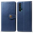 Retro Solid Color Leather Buckle Mobile Phone Protection Leather Case with Lanyard & Photo Frame & Card Slot & Wallet & Bracket Function for Huawei Honor 20 Pro(Blue) - 1