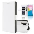 R64 Texture Single Fold Horizontal Flip Leather Case for Galaxy Note 10+, with Holder & Card Slots & Wallet(white) - 1