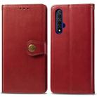 Retro Solid Color Leather Buckle Mobile Phone Protection Leather Case with Lanyard & Photo Frame & Card Slot & Wallet & Bracket Function for Huawei Honor 20(Red) - 1