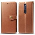 Retro Solid Color Leather Buckle Mobile Phone Protection Leather Case with Lanyard & Photo Frame & Card Slot & Wallet & Bracket Function for OPPO F11 / A9(Brown) - 1