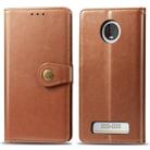 Retro Solid Color Leather Buckle Mobile Phone Protection Leather Case with Lanyard & Photo Frame & Card Slot & Wallet & Bracket Function for MOTO Z4(Brown) - 1