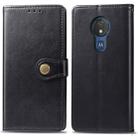 Retro Solid Color Leather Buckle Mobile Phone Protection Leather Case with Lanyard & Photo Frame & Card Slot & Wallet & Bracket Function for MOTO G7 Power(Black) - 1