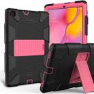 Shockproof Two-Color Silicone Protection Case with Holder for Galaxy Tab A 10.1 (2019) / T510(Black+Hot Pink) - 1