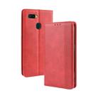 Magnetic Buckle Retro Crazy Horse Texture Horizontal Flip Leather Case for Oppo A7  , with Holder & Card Slots & Photo Frame(Red) - 1