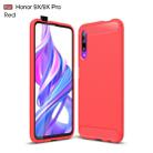 Brushed Texture Carbon Fiber TPU Case for Huawei Honor 9X / 9X Pro(Red) - 1