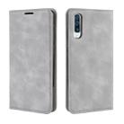 Retro-skin Business Magnetic Suction Leather Case with Wallet & Card Slot & Holder for Galaxy A50(Smoke grey) - 1