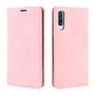 Retro-skin Business Magnetic Suction Leather Case with Wallet & Card Slot & Holder for Galaxy A50(Peach) - 1