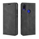 Retro-skin Business Magnetic Suction Leather Case with Wallet & Card Slot & Holder For Xiaomi Redmi Note 7(Retro Black) - 1