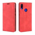 Retro-skin Business Magnetic Suction Leather Case with Wallet & Card Slot & Holder For Xiaomi Redmi Note 7(Chinese Red) - 1