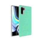 Ultra-thin TPU+PC Brushed Texture Shockproof Protective Case for Galaxy Note10, with Holder & Card Slot(Green) - 1