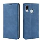 Retro-skin Business Magnetic Suction Leather Case with Purse-Bracket-Chuck For Galaxy A30(Sea Blue) - 1