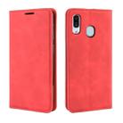 Retro-skin Business Magnetic Suction Leather Case with Purse-Bracket-Chuck For Galaxy A30(Chinese Red) - 1