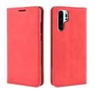 Retro-skin Business Magnetic Suction Leather Case with Purse-Bracket-Chuck For Huawei P30 Pro(Chinese Red) - 1