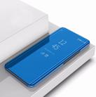 For iPhone 11 Plating Mirror Left and Right Flip Cover with Bracket Holster (Blue) - 1